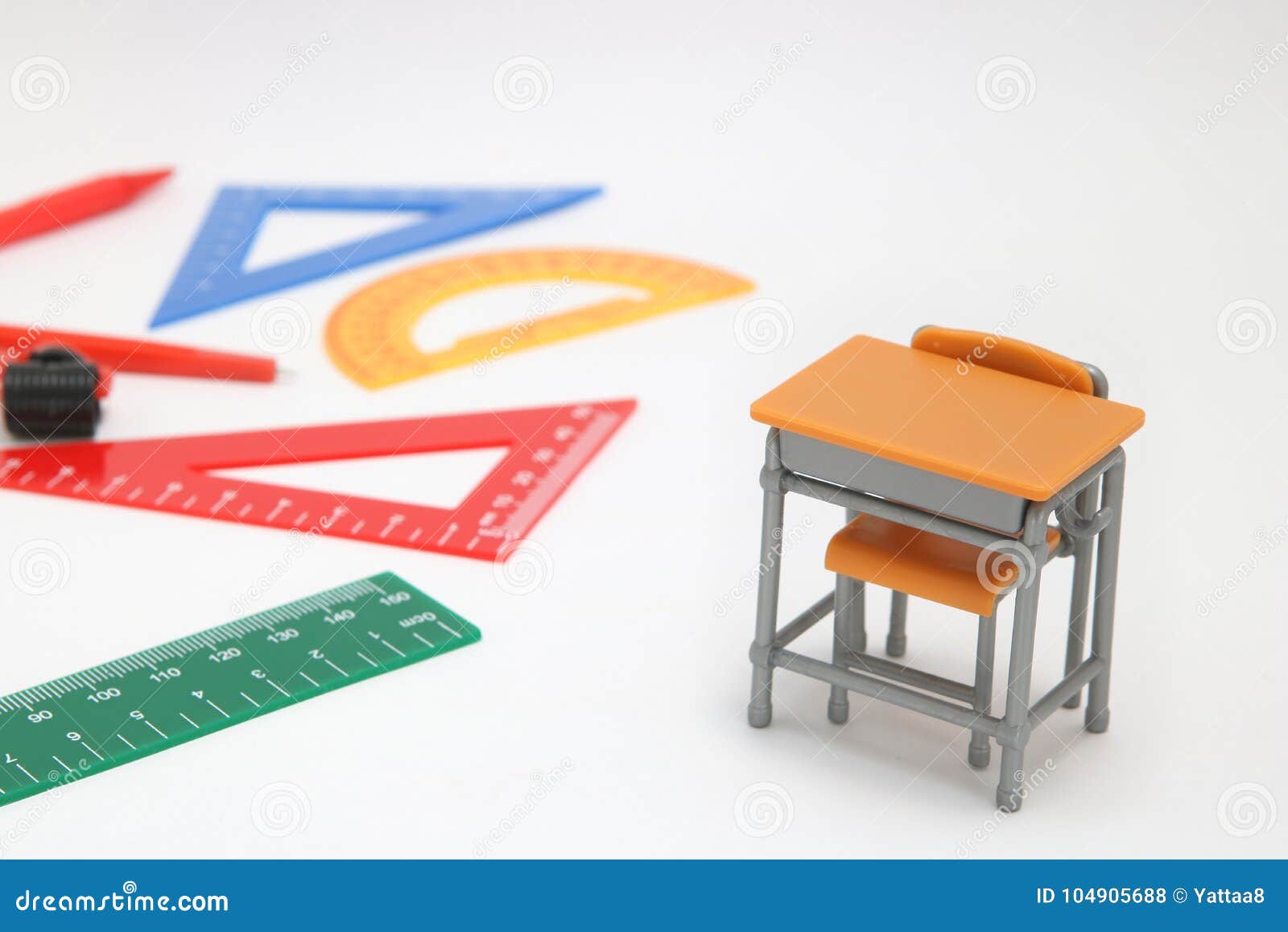 School Supplies Used In Math Class, Geometry Or Science. Mathematics