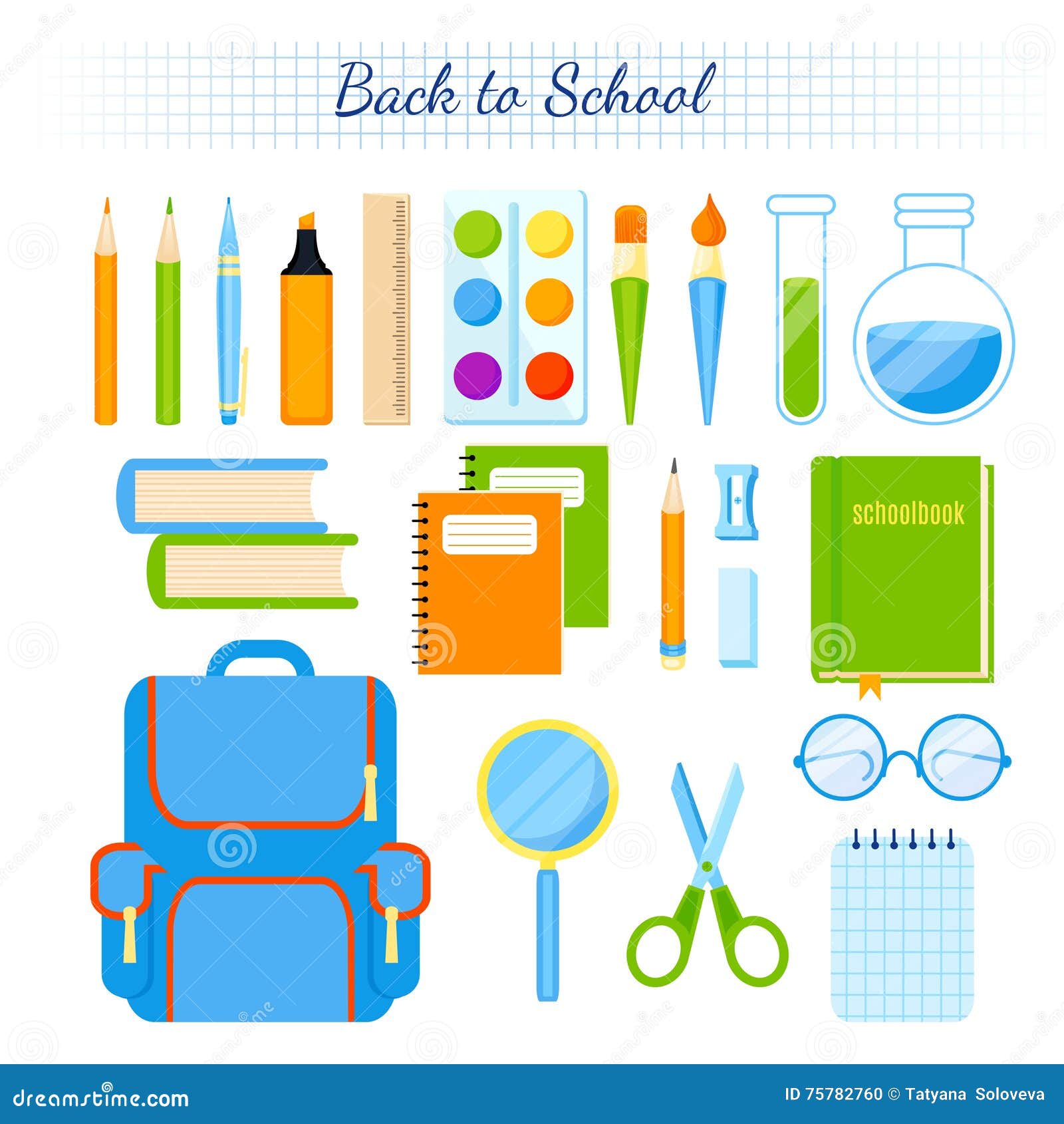 School Supplies Vector Set. Stock Vector Illustration of education, children 75782760