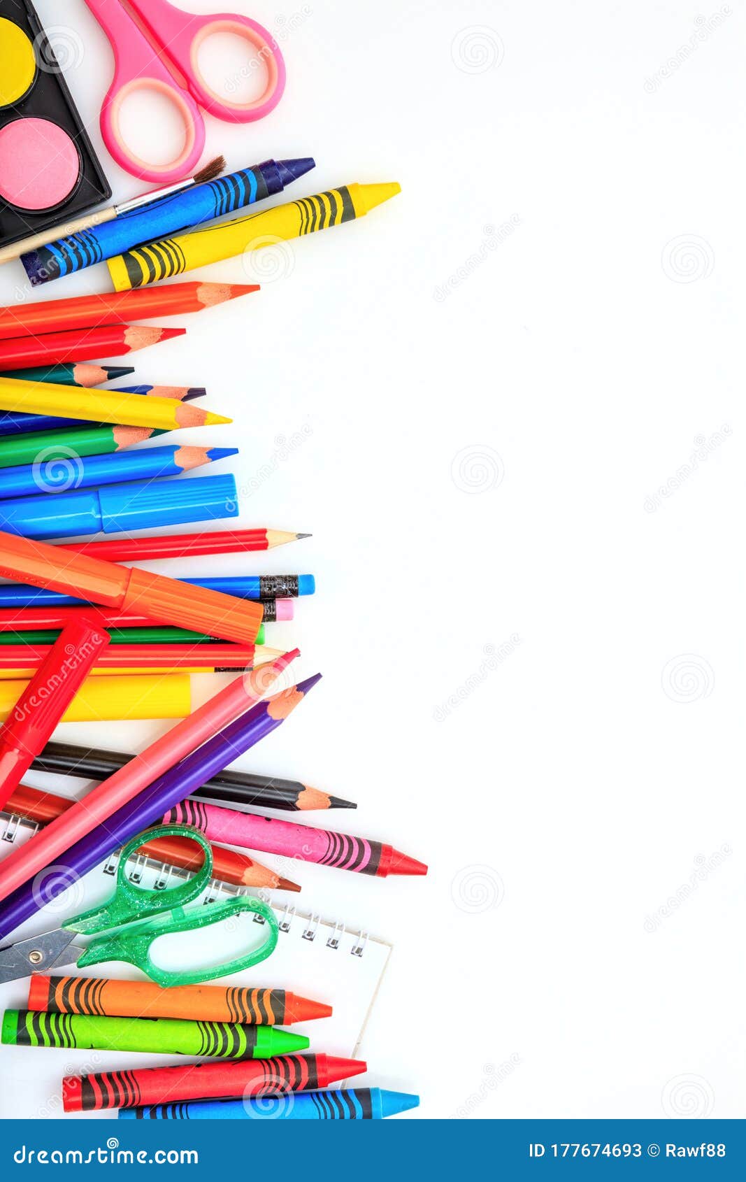 School Supplies On White Background Back To School Concept Stock Image Image Of Marker Portrait