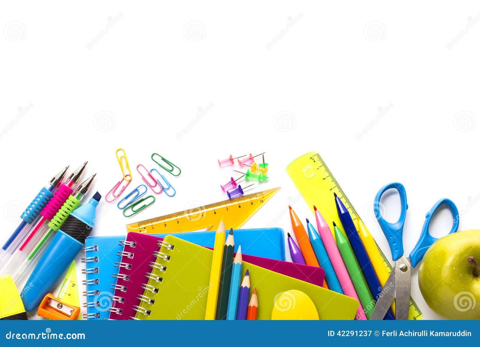 School Supplies on White Background Stock Image Image of notepad