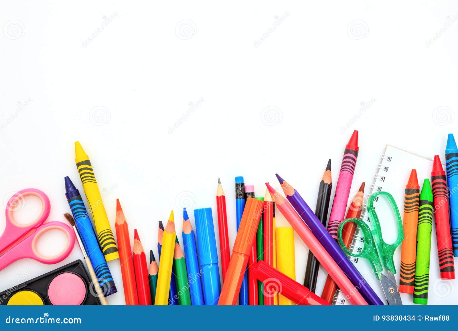 School Supplies on White Background Stock Photo Image of class, group