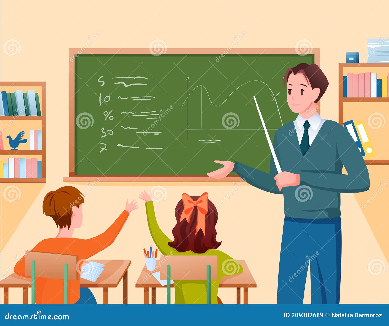 School Teacher and Children Study in Classroom, Standing at Class Chalkboard, Teaching Stock Vector - Illustration of children, teaching: 209302689 School Teacher and Children Study in Classroom, Standing at Class Chalkboard, Teaching Stock Vector - Illustration of children, teaching: 209302689