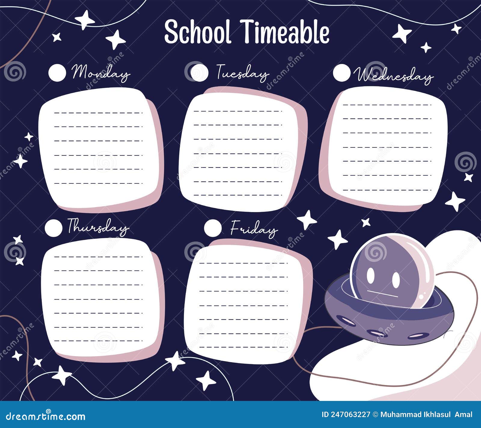 school timeable with cartoon style  