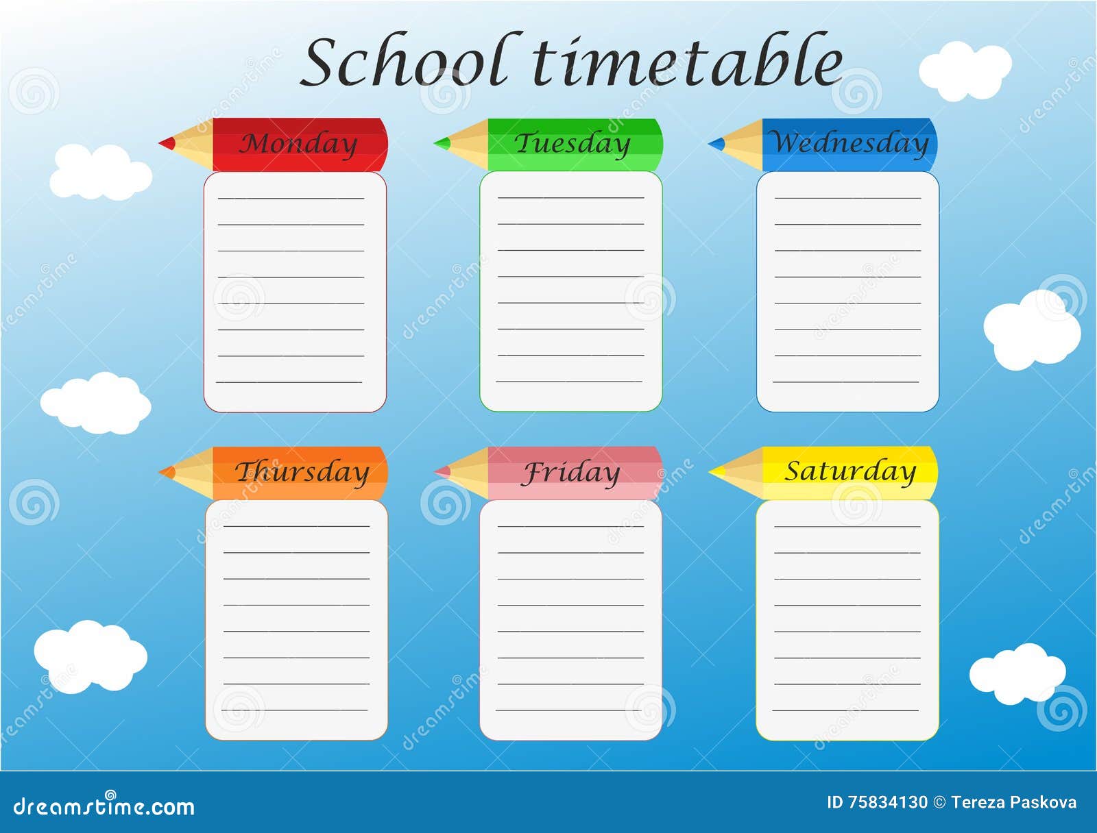 School timetable stock vector. Illustration of pencil - 75834130