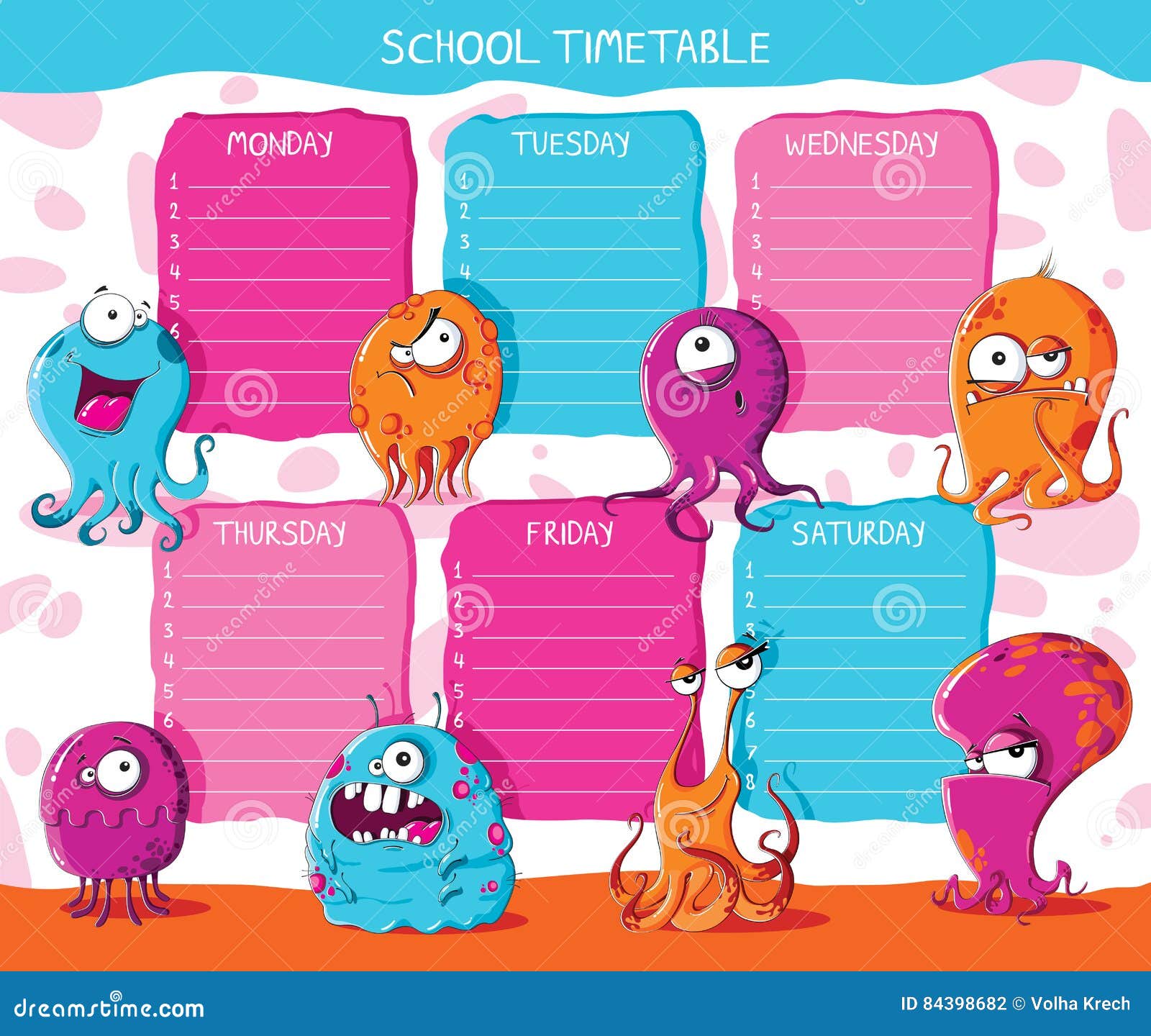 school timetable monsters.  