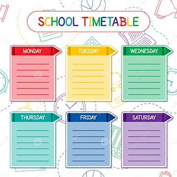 School Timetable Template, a Weekly Curriculum Design Stock Vector ...