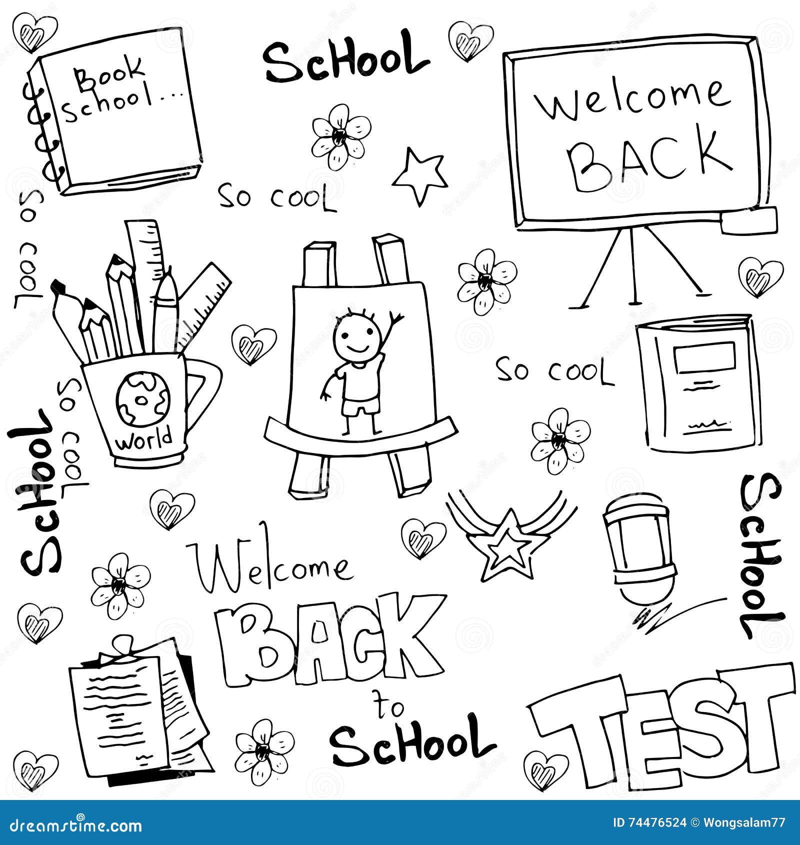 School Tools For Kid In Doodle Stock Vector Illustration Of