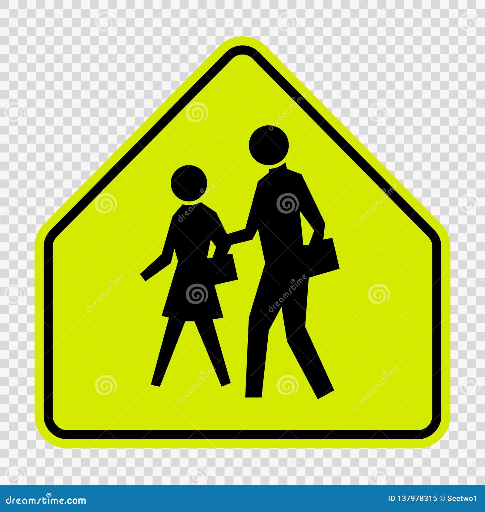 School Zone Sign on Transparent Background Stock Vector Illustration