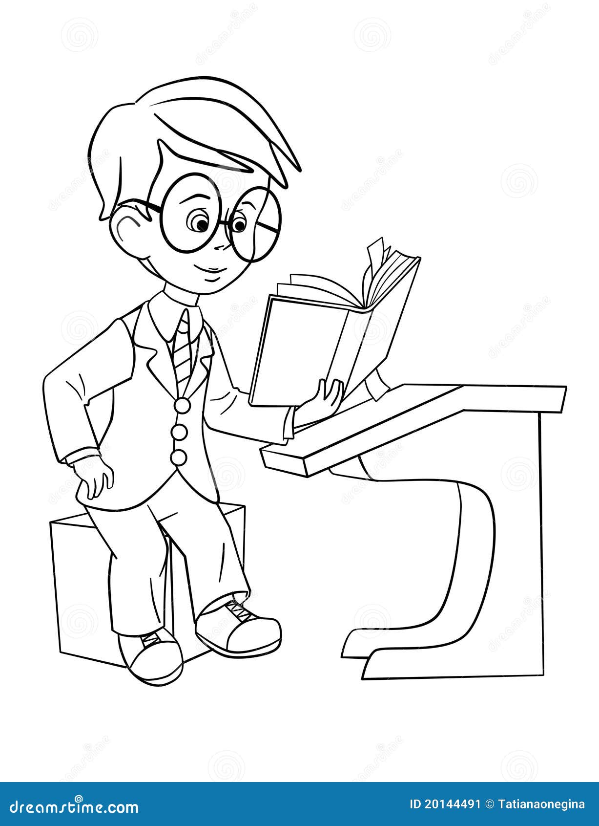 Schoolboy coloring page stock illustration. Illustration of ...