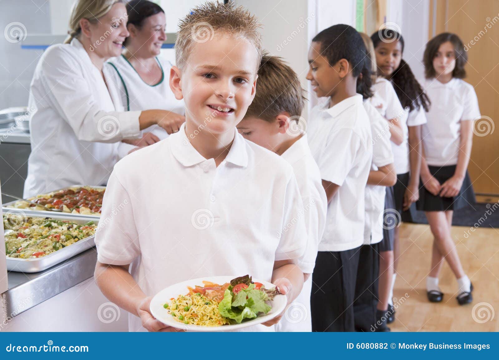 schoolboy in a school cafeteria