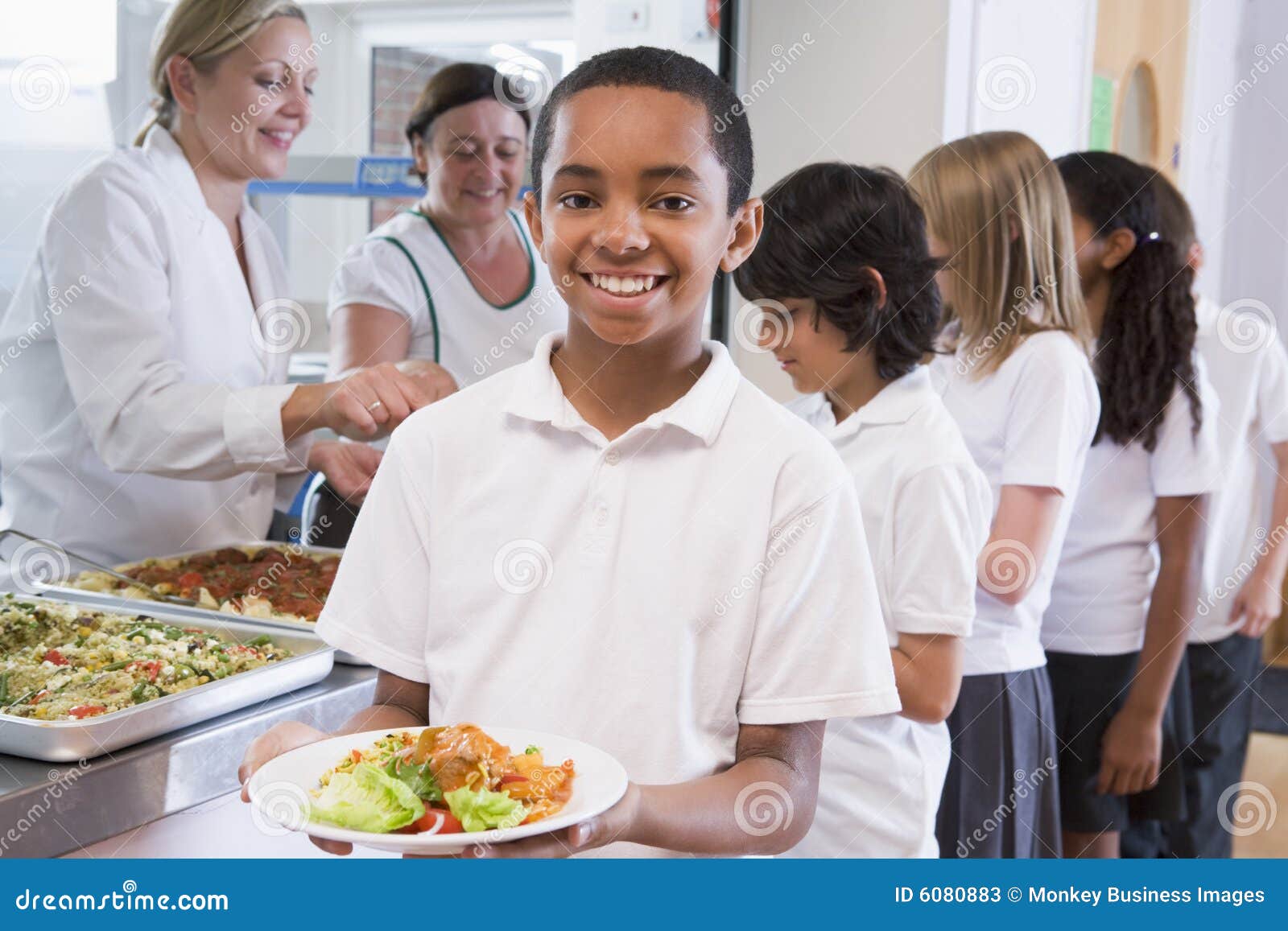 schoolboy in a school cafeteria