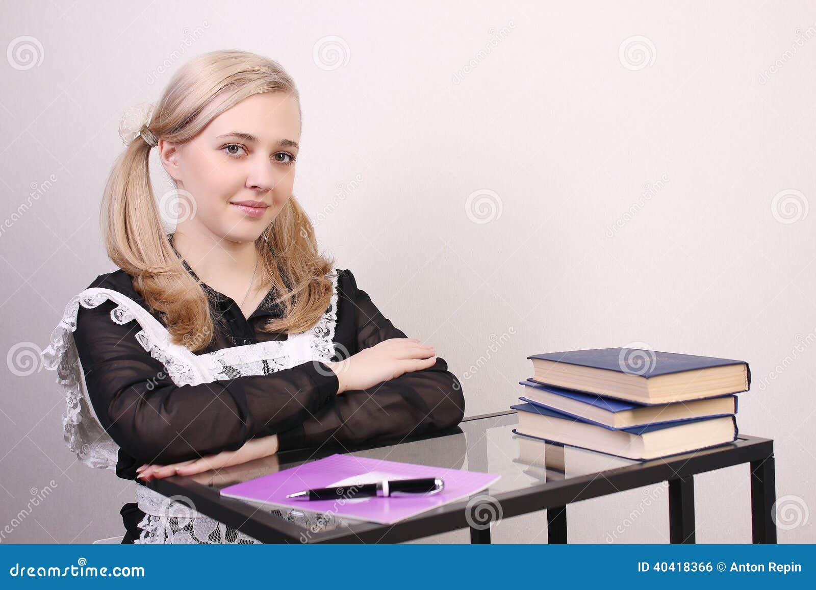 Schoolgirl doing her school task