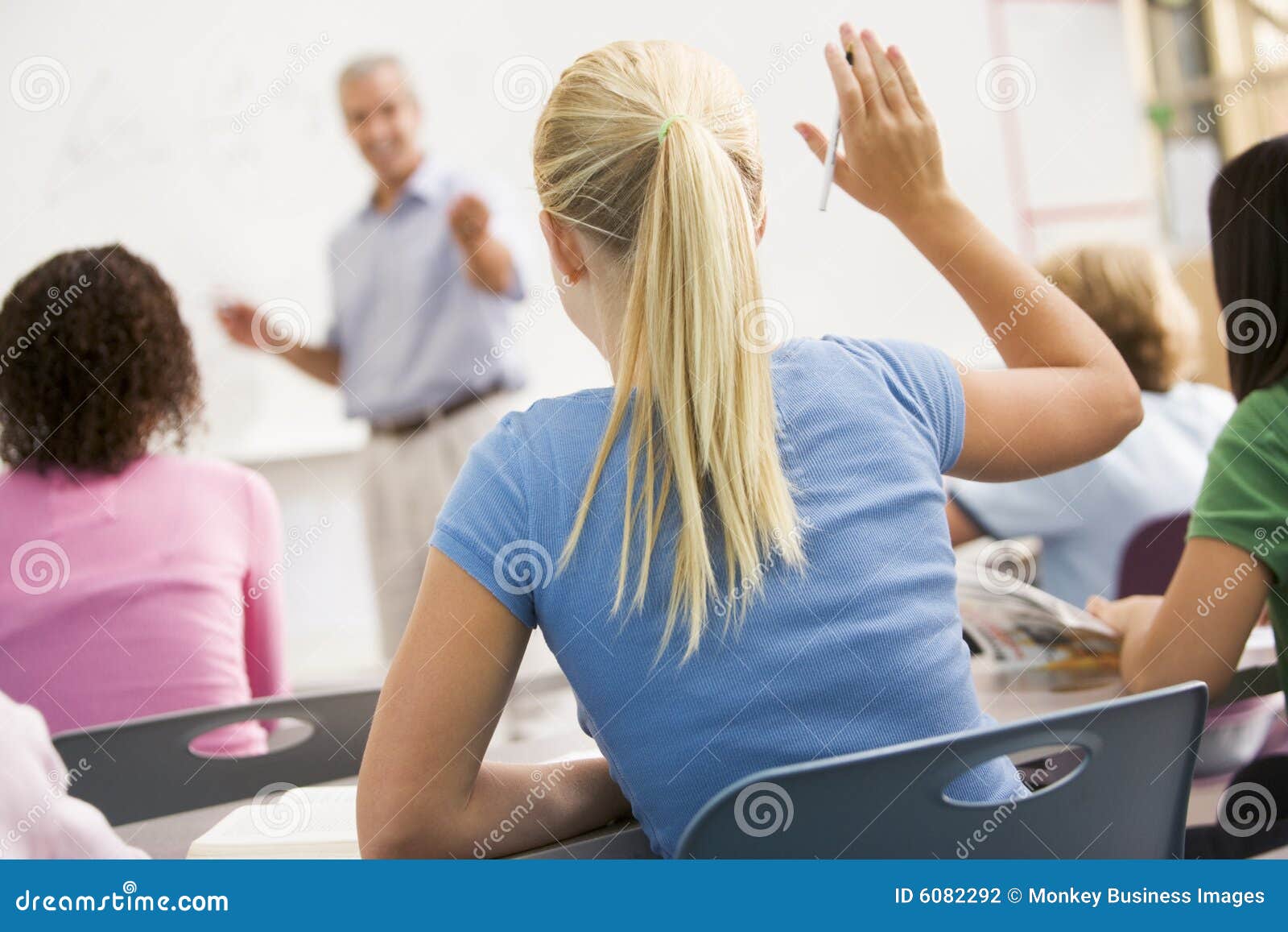 a schoolgirl in a high school class