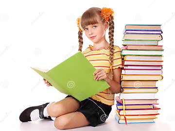 Schoolgirl Holding Pile of Books. Stock Image - Image of children ...