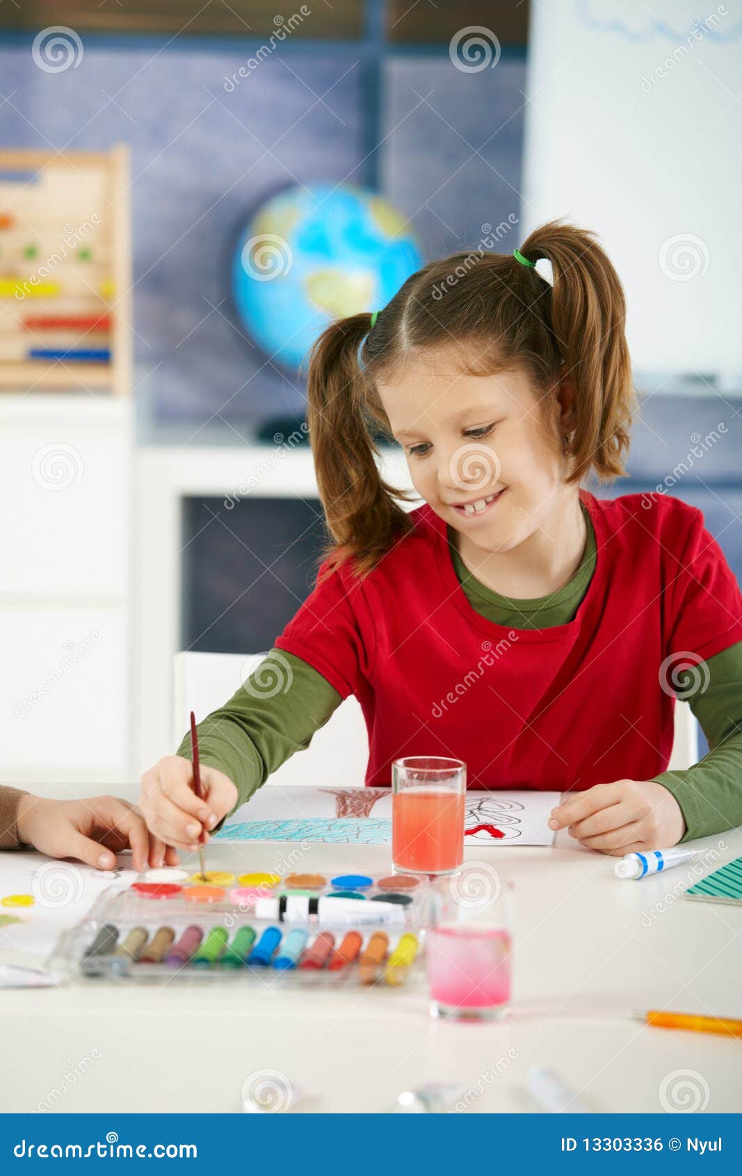 Schoolgirl Painting in Art Class Stock Photo Image of girls, children