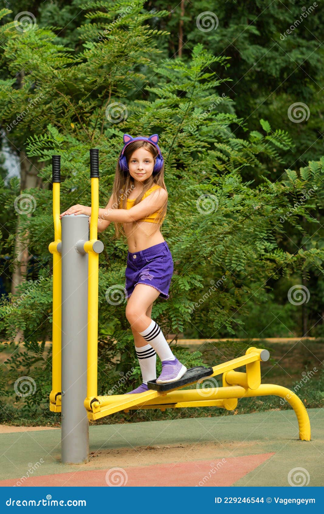 Schoolgirl Preteen Workout on Sports Ground Stock Photo - Image of