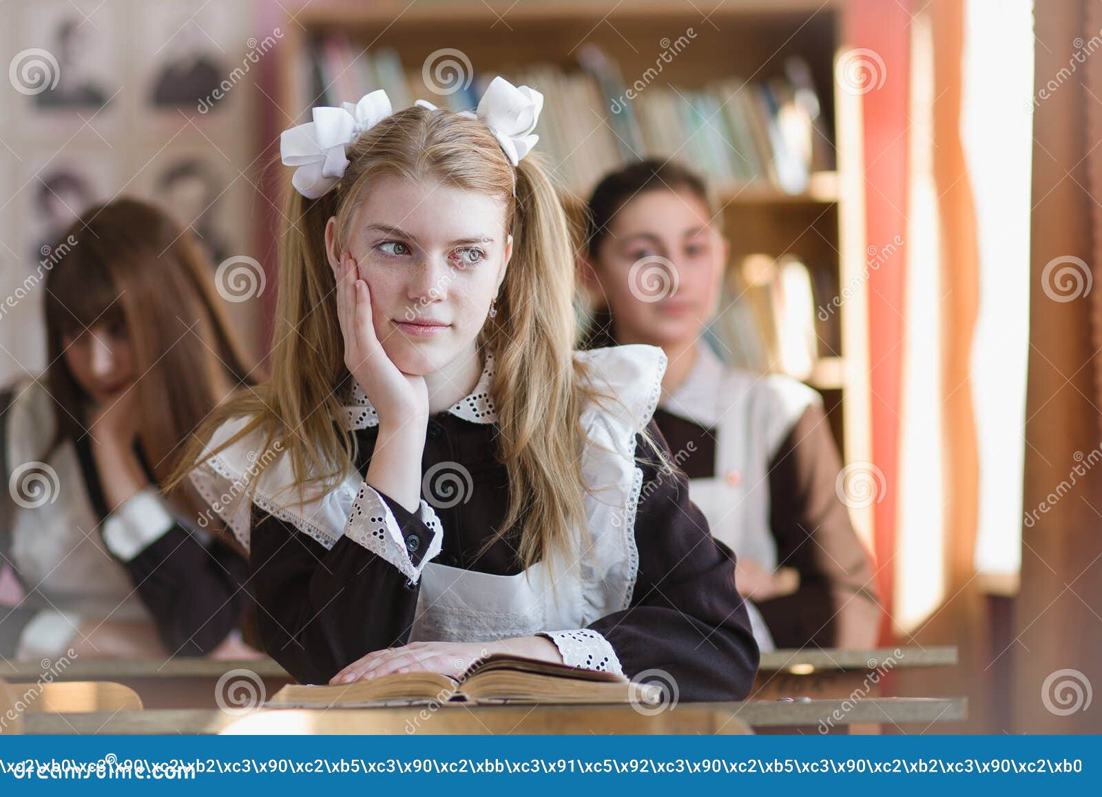 Russian Schoolgirl in a Classroom Lesson Stock Image Image of desk