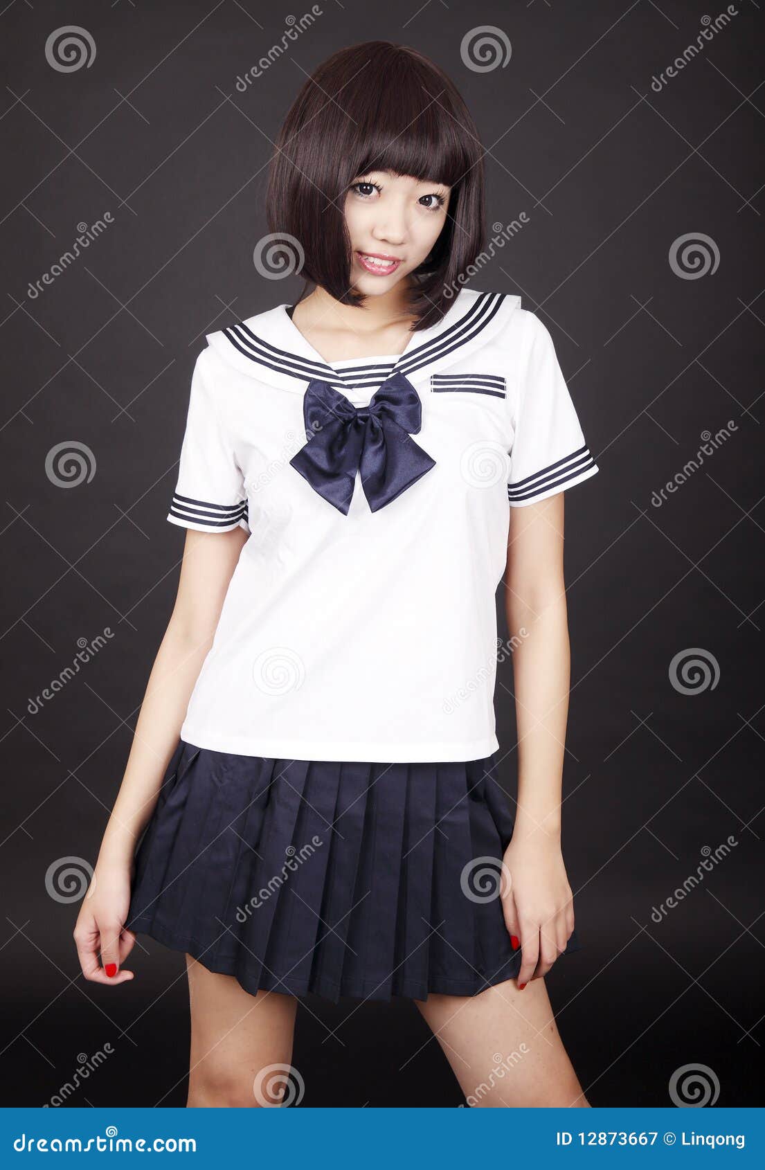 987px x 1300px - Schoolgirl in uniform stock image. Image of china, chinese - 12873667