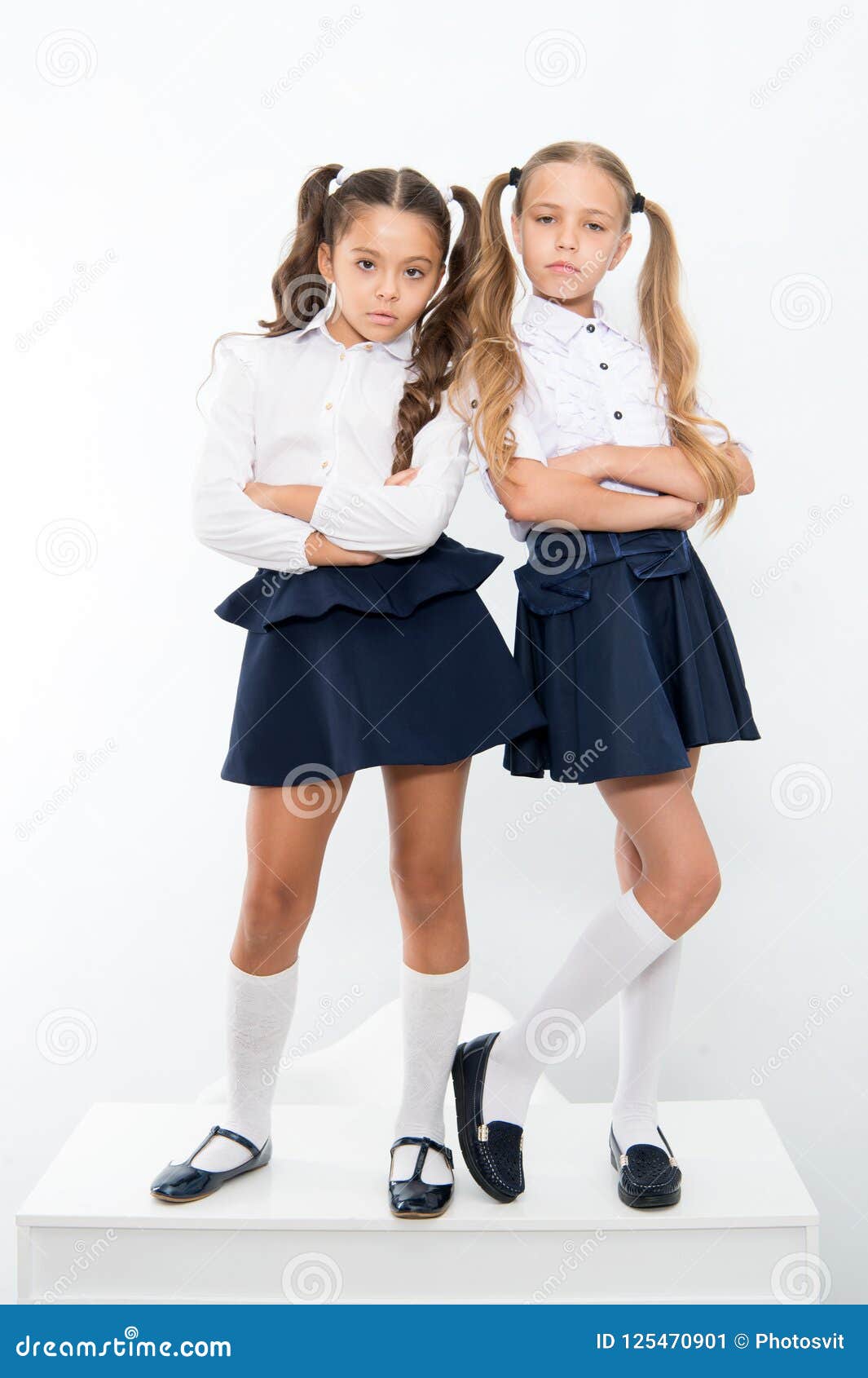 Schoolgirls Haughty Arrogant with Ponytails Hairstyle. Best Friends  Excellent Pupils Stock Image - Image of classmates, friendship: 125470901