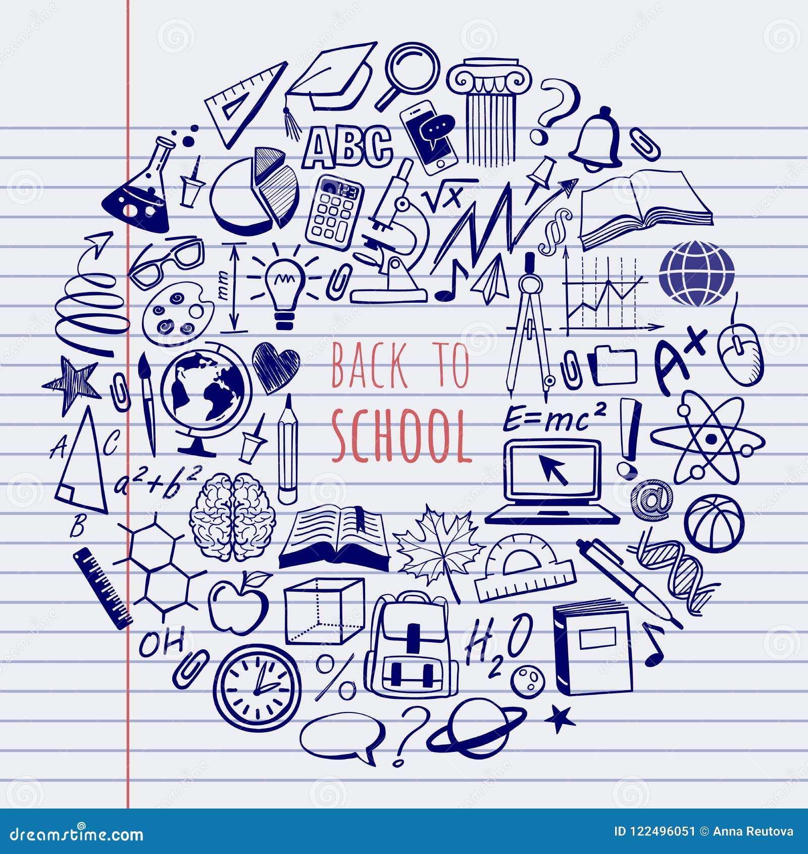 Schools Symbols and Doodles. Stock Vector Illustration of background, drawn 122496051