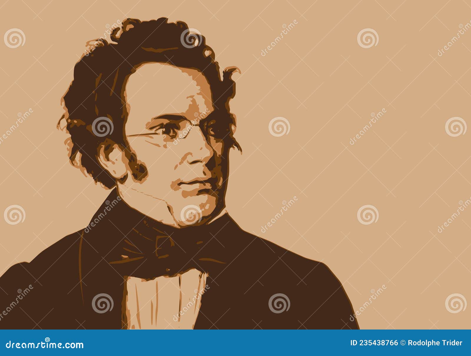 Portrait of the Famous Austrian Composer, Franz Schubert. Editorial