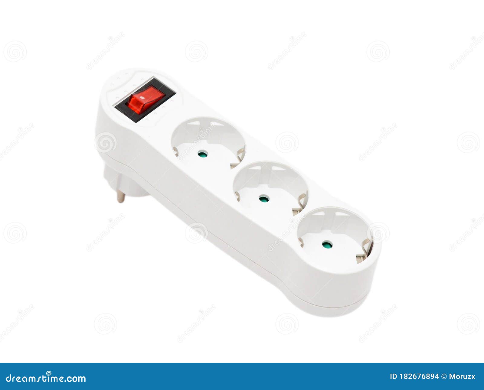 schuko 3 plug power strip with single switch. socket multiplier.