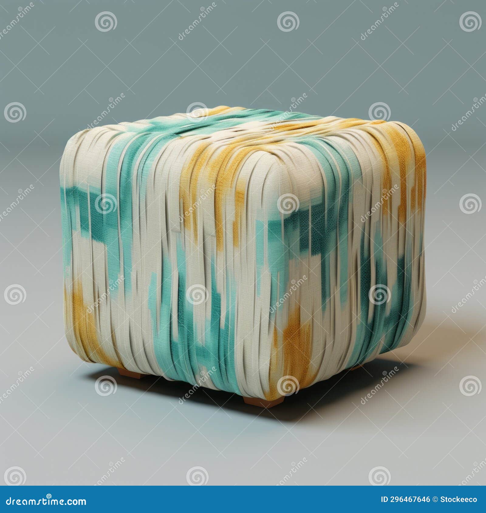 schuyler's 3d cube ottoman: light yellow and teal texture experimentation