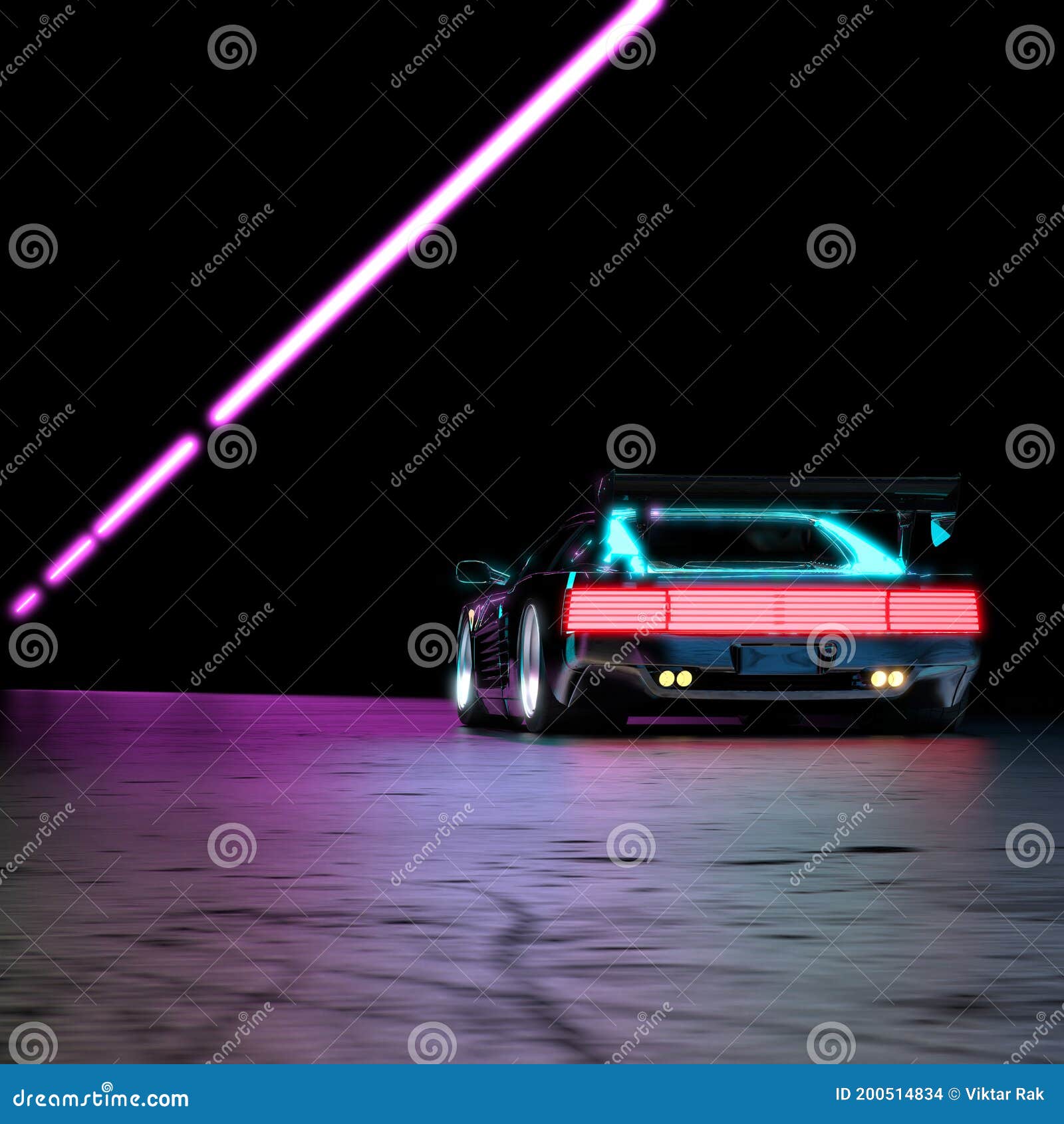 futuristisch Sport Auto mit Neon- Beleuchtung auf ein Neon