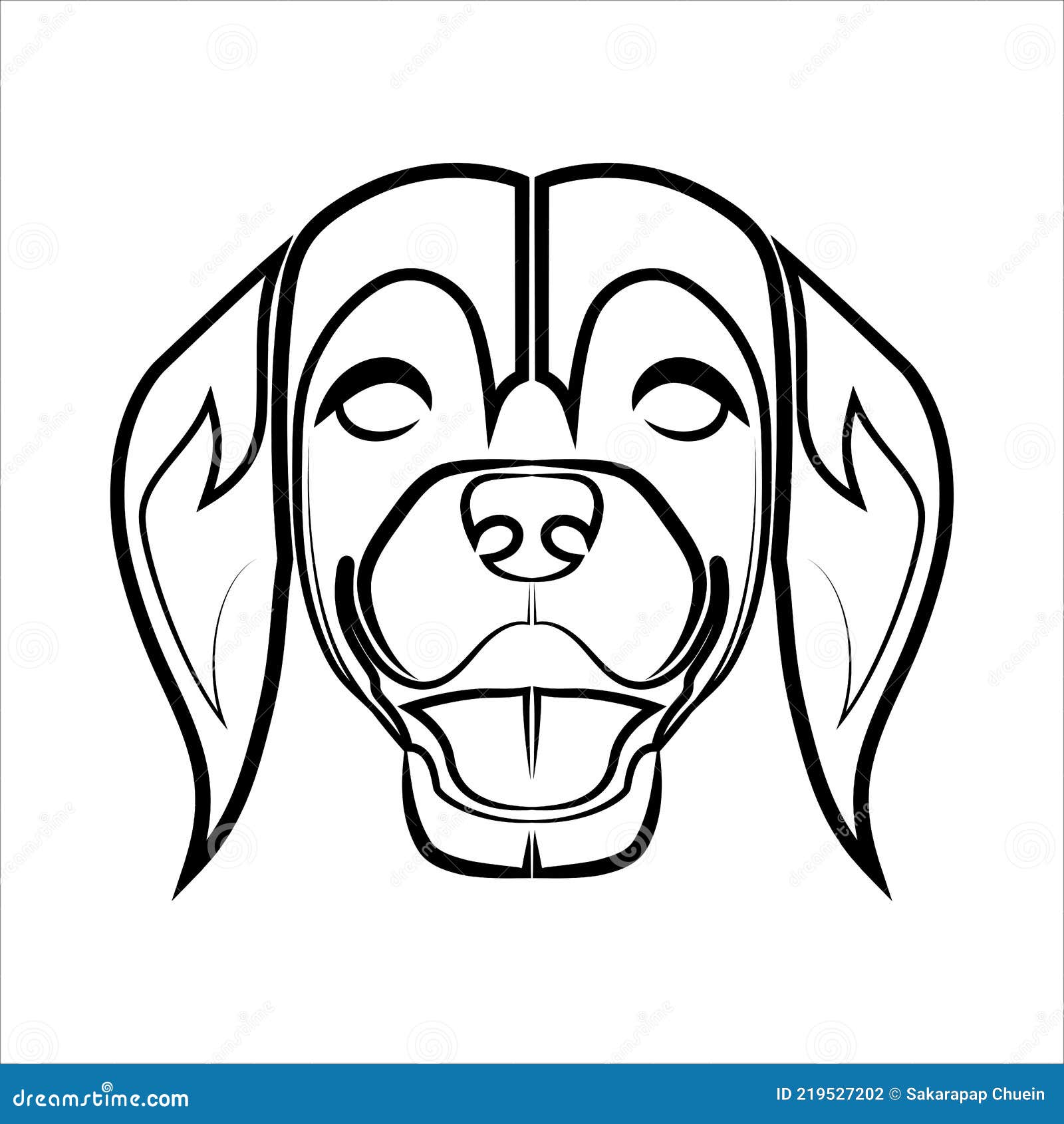 Schwarz-weiße Linie Kunst Der Vorderseite Der Beagle Hund Kopf Gute Verwendung Für Maskottchen Avatar Tattoo T Shirt Vektor Abbildung Illustration von kopf, minimal: 219527202