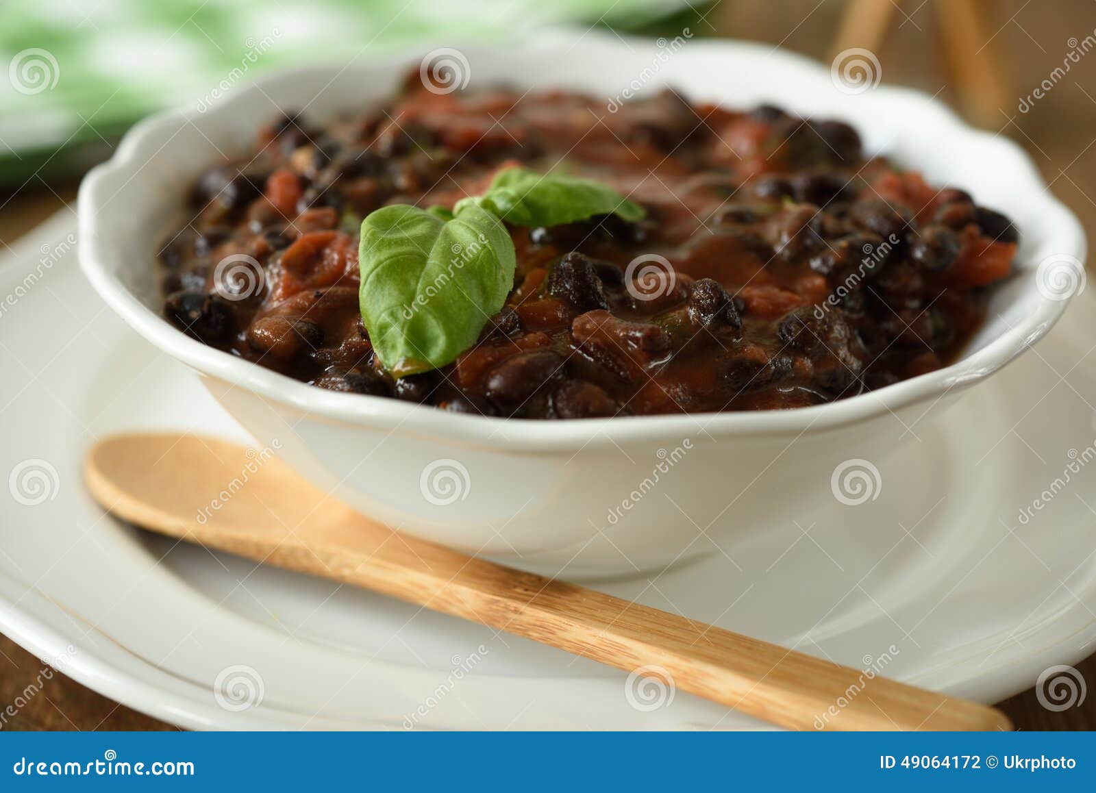 Schwarze Bohnensuppe stockfoto. Bild von tuch, abendessen - 49064172