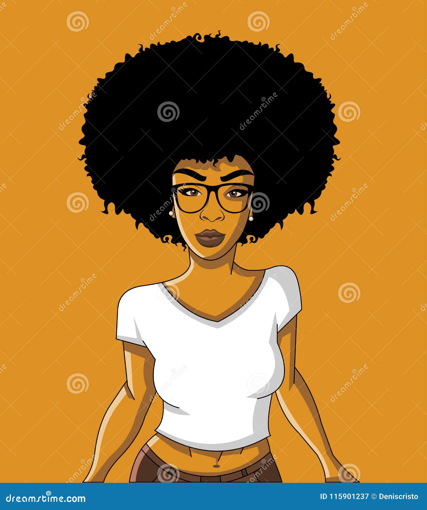 Schwarze Frau Der Karikatur Vektor Abbildung Illustration Von Jugendlich Jugendlicher 115901237