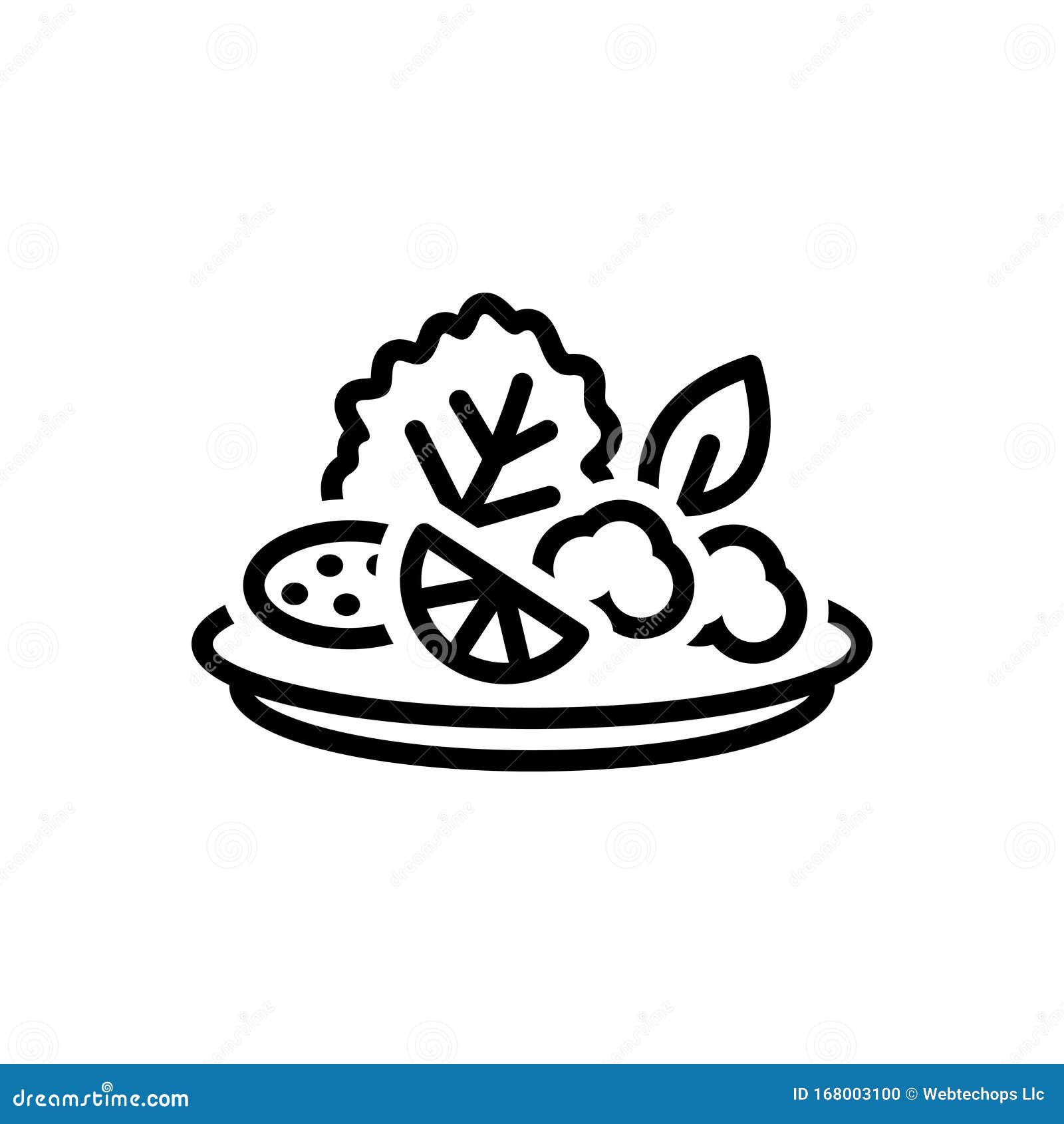 Schwarze Linie Symbol Fur Salat Gemuse Und Teller Stock Abbildung Illustration Von Fur Teller