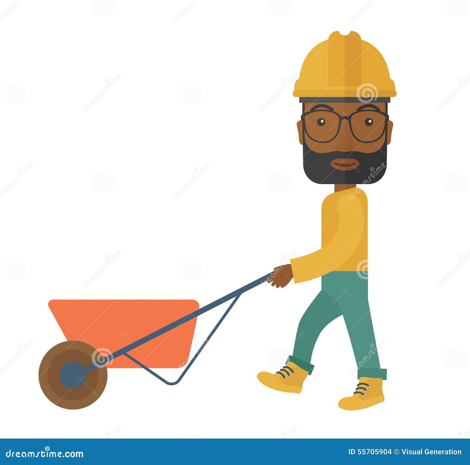 Schwarzer Gärtner, Der Eine Schubkarre Drückt Vektor Abbildung