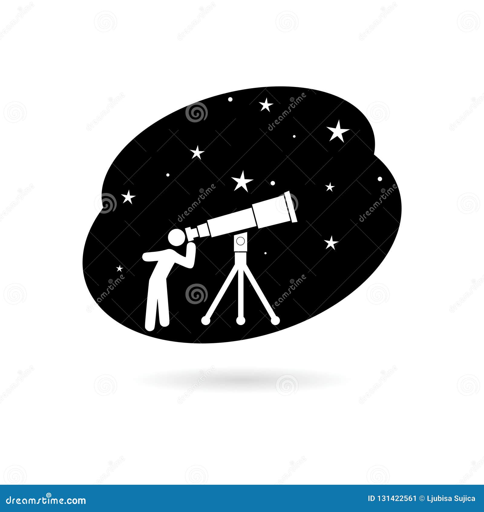 Schwarzer Stern Und Teleskop Auf Weisser Hintergrundikone Oder Logo Stock Abbildung Illustration Von Mond Platz 131422561