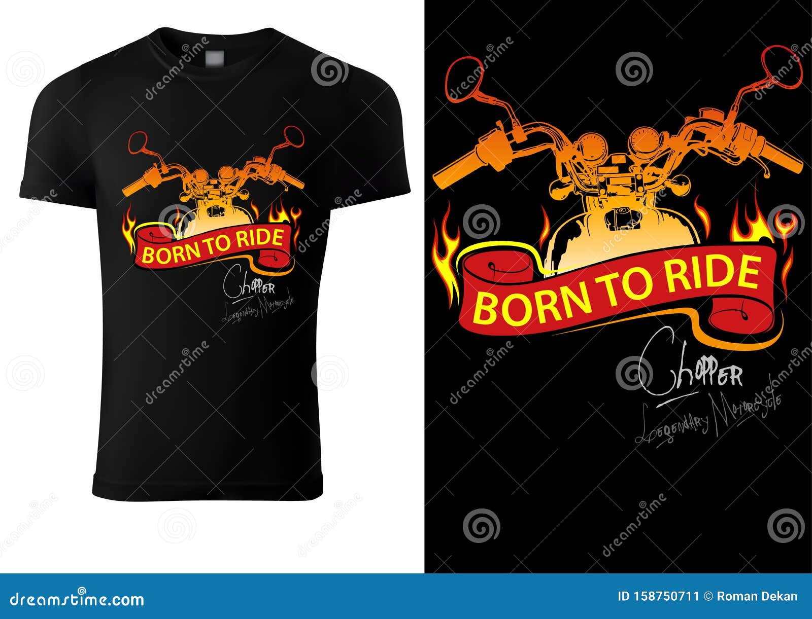 Schwarzes T Shirt Design Mit Motorrad Und Brennbanner Vektor Abbildung Illustration Von Freiheit Lebensstil 158750711