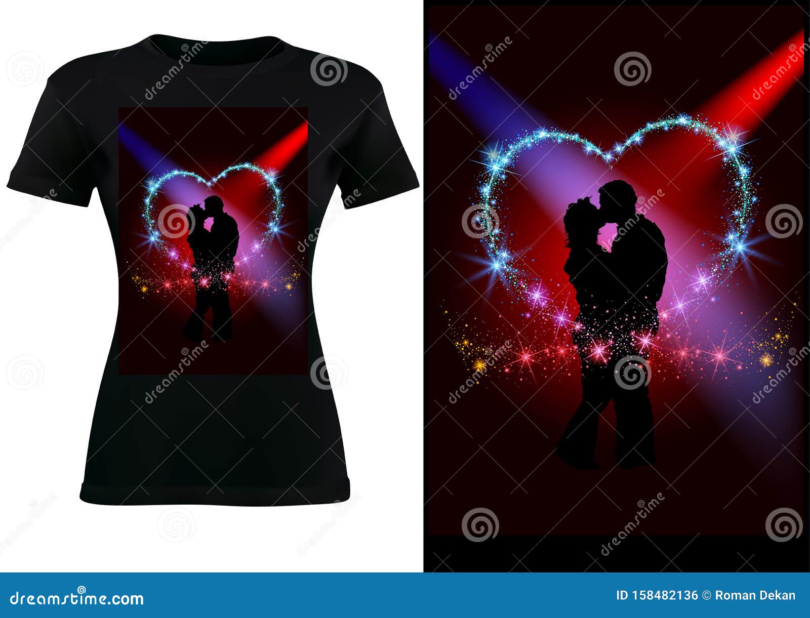 Schwarzes T Shirt Design Mit Silhouette Im Glitterherz Vektor Abbildung Illustration Von Druck Kunst 158482136
