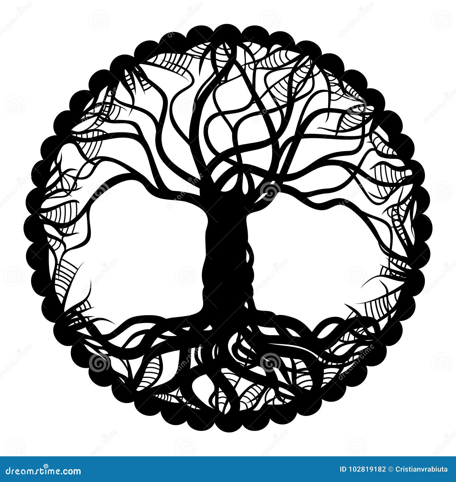 Schwarzweiss Baum Des Leben Medaillons Vektor Abbildung Illustration Von Leben Medaillons