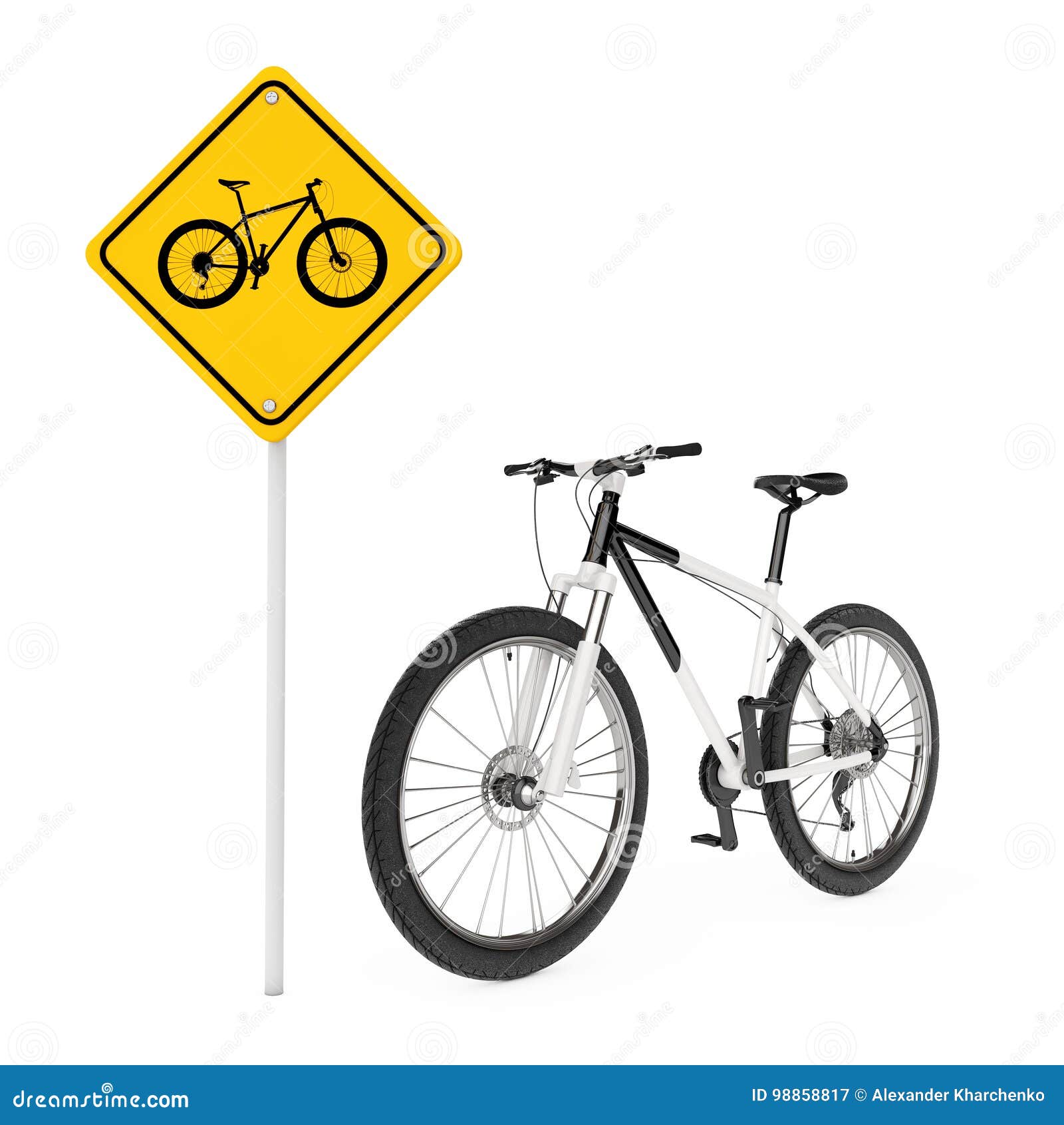 Schwarzweiss Mountainbike Nahe Fahrrad Verkehrs Warnzeichen Stock Abbildung Illustration Von Mountainbike Fahrrad 9517