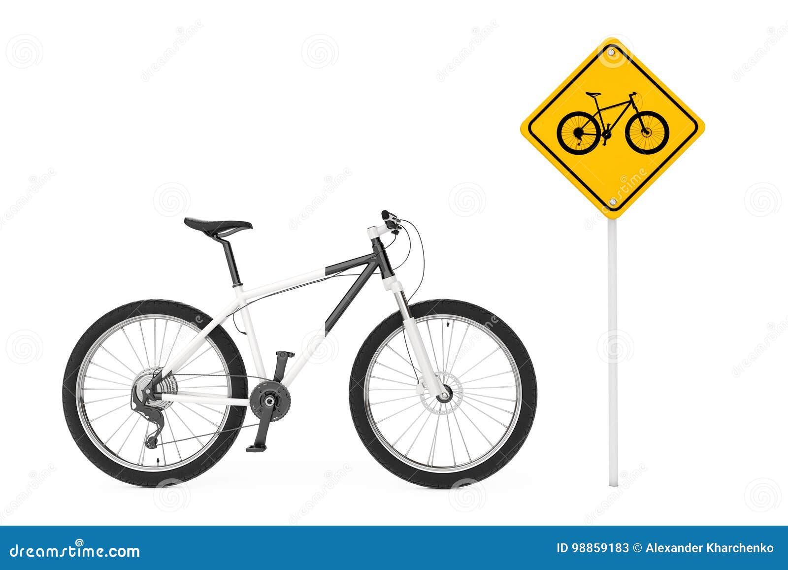 Schwarzweiss Mountainbike Nahe Fahrrad Verkehrs Warnzeichen Stock Abbildung Illustration Von Nahe Fahrrad 9591
