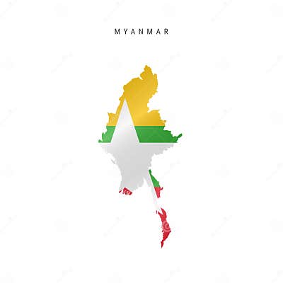 Schwebende Karte Von Myanmar. Vektorgrafik Vektor Abbildung
