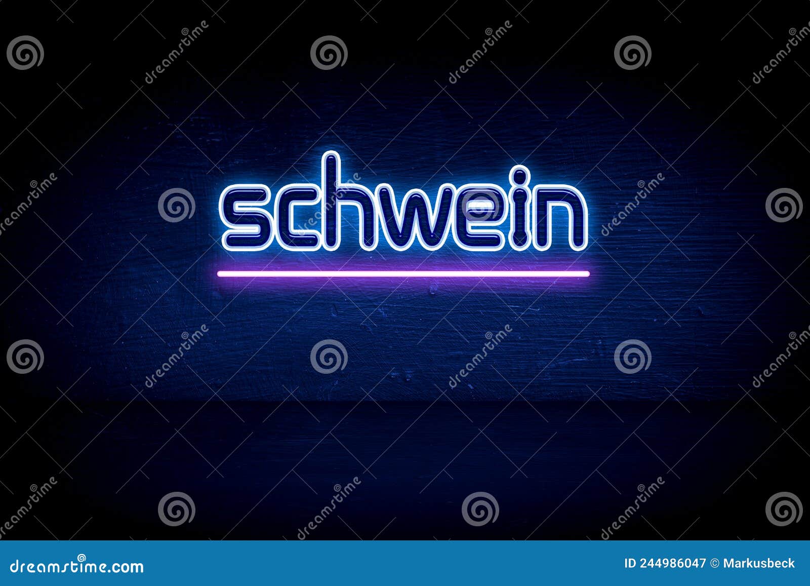 schwein - blue neon announcement signboard