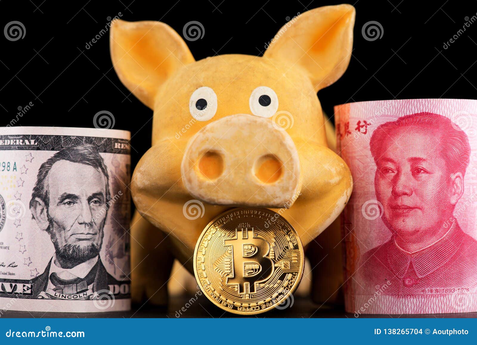 Schwein-Jahr China Renminbi Bitcoin-Dollar-Yuans RMB Cryptocurrency ...