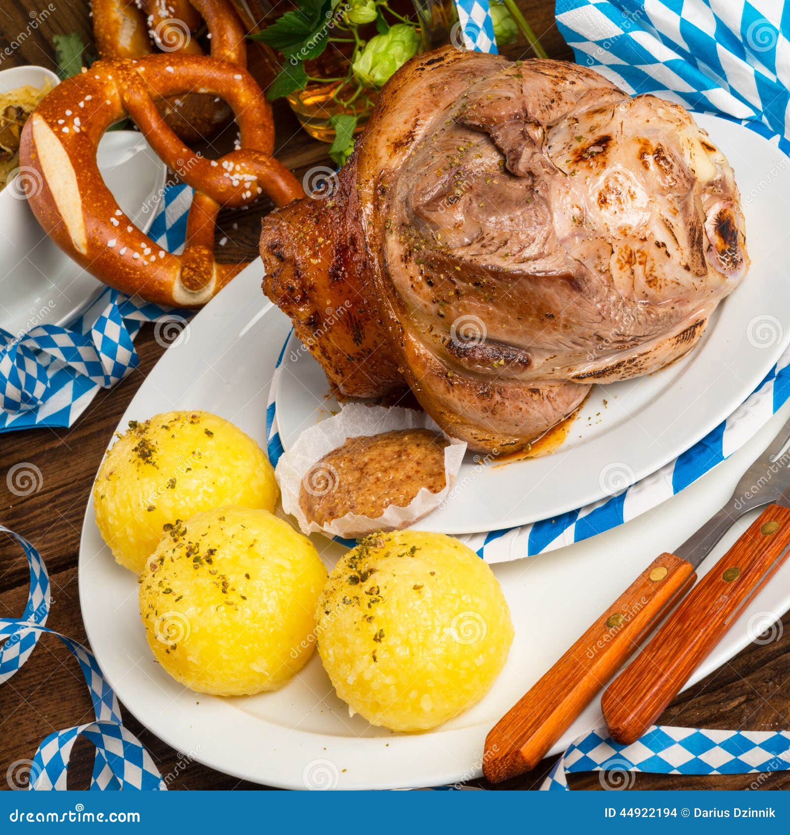 Schweinshaxe Pork Knuckle on Bavarian Stock Photo Image of brown