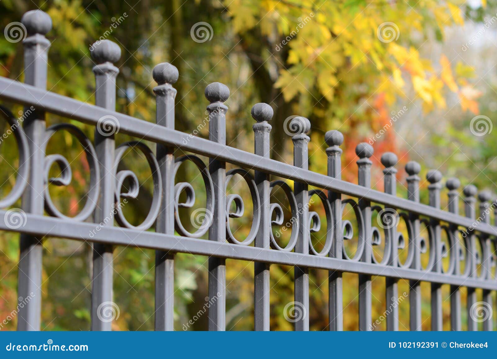 Schöner bearbeiteter Zaun Metallzaun-Abschluss oben Metall schmiedete Zaun schöner Zaun mit künstlerischem Schmieden
