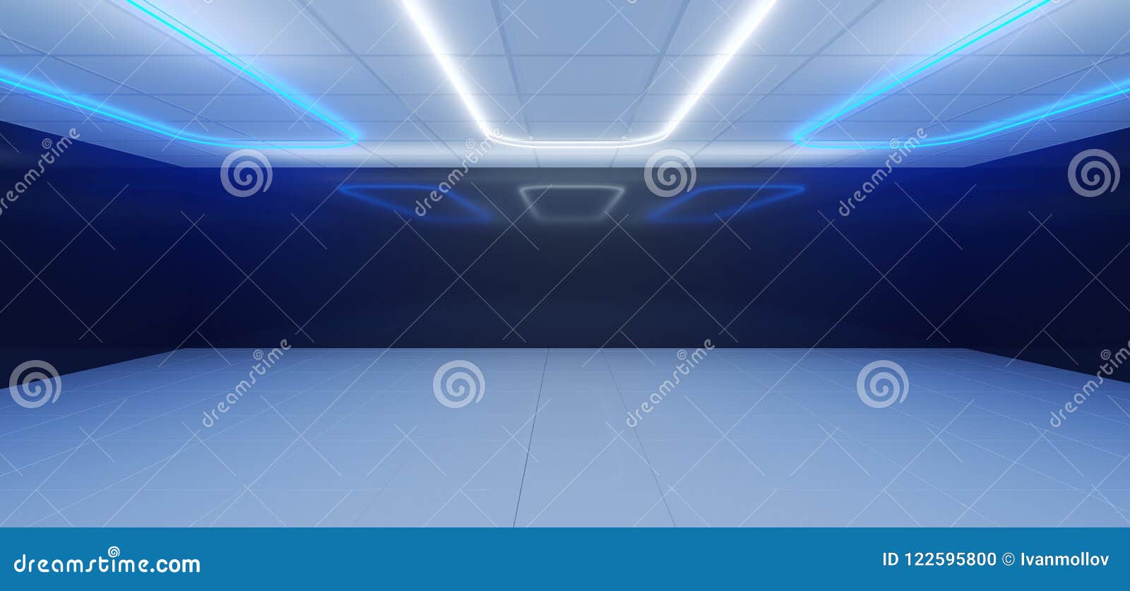 Sci Fi Modern Futuristic White And Black Blue Room With