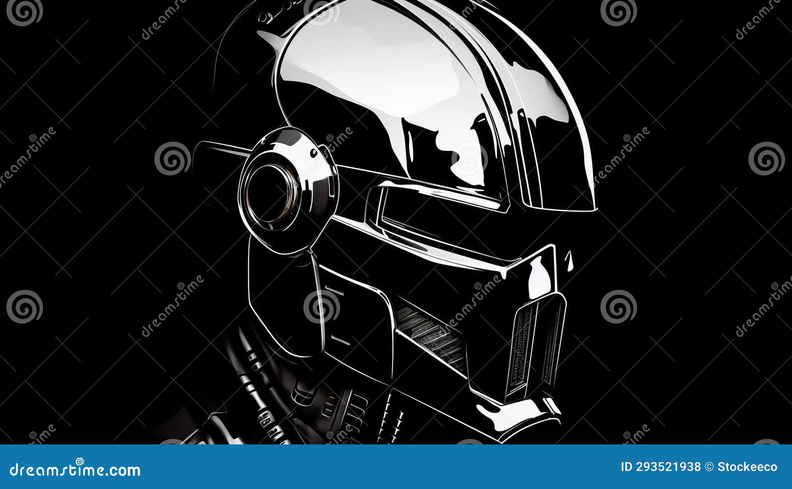 sci-fi robot helmet t-shirt with chrome finish