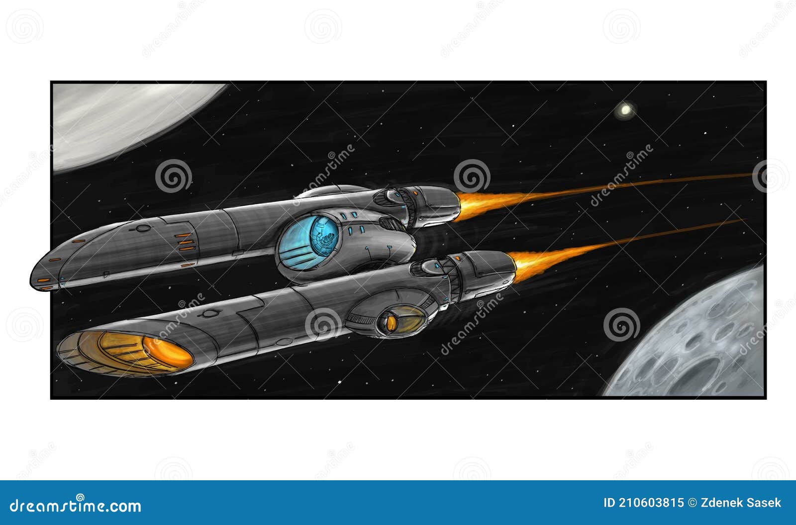 Sci-fi Spaceship or Spacecraft Concept Art Design Illustration Stock  Illustration - Illustration of scifi, space: 210603815