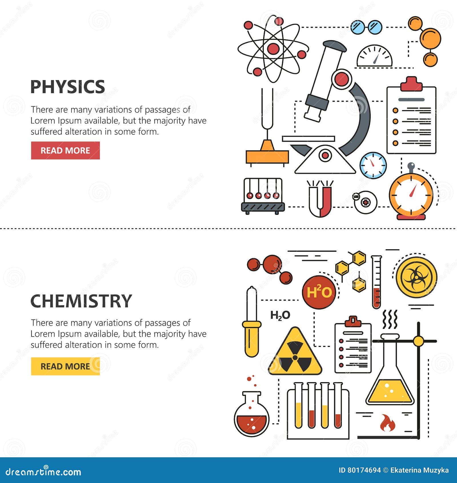 Science Banner Vector Concepts In Line Style. Chemistry