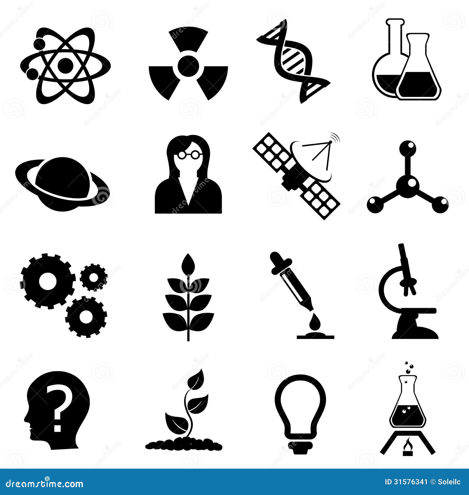 science, biology, physics and chemistry icon set