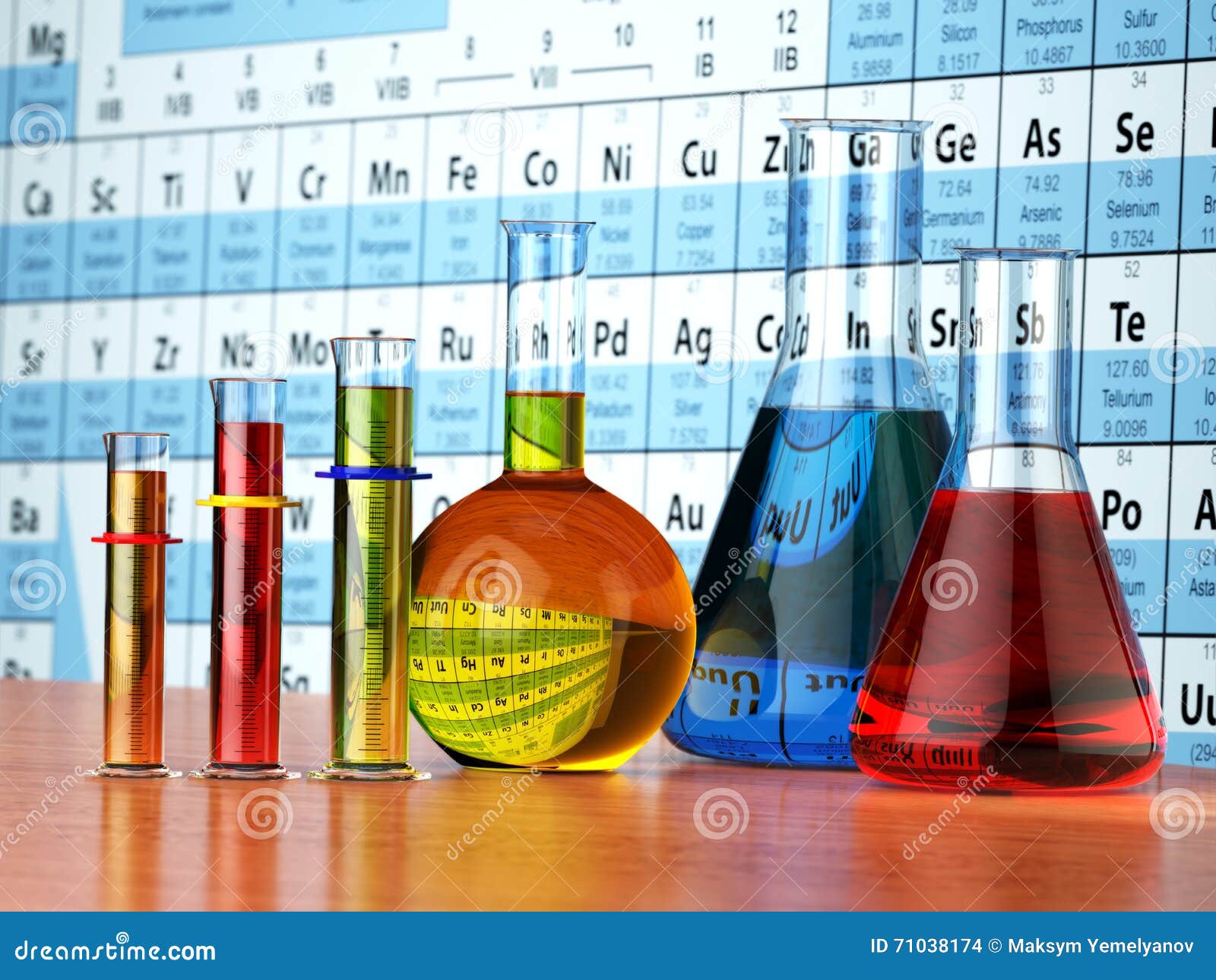 Science Chemistry Concept. Laboratory Test Tubes and Flasks with Stock Illustration